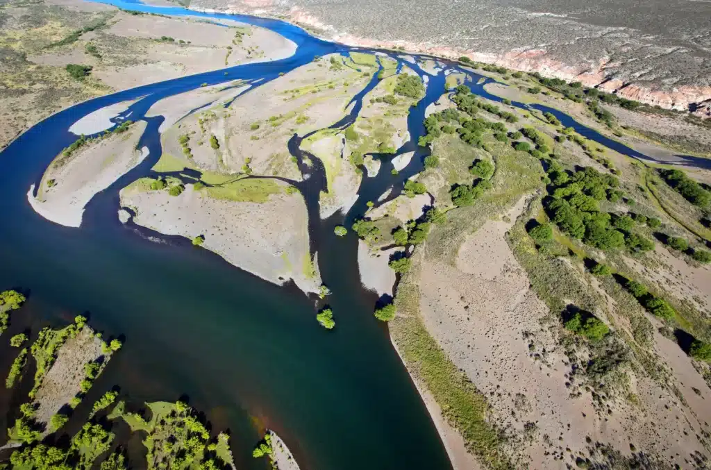 aerial view limay river patagonia